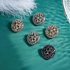 CHGCRAFT 12pcs 3 colors Hollow Alloy 1-Hole Buttons BUTT-CA0001-03-4