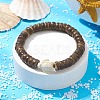 Natural Coconut Disc & Synthetic Turquoise Turtle Beaded Stretch Bracelet for Women BJEW-JB09700-05-2