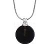 Natural Black Onyx(Dyed & Heated) Flat Round Perfume Bottle Pendant Necklaces PW-WGD45C6-10-1