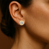 8Pcs 2 Colors 304 Stainless Steel Flat Round Stud Earrings EJEW-GO0003-12-5