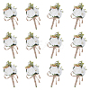 12Pcs Silk Cloth Rose Flower Boutonniere Brooch AJEW-GO0004-28-1