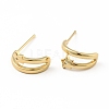 Brass Moon with Star Stud Earrings for Women EJEW-B013-08-1