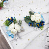 CRASPIRE 2Pcs 2 Style Silk Cloth Rose Flower Boutonniere Brooch & Wrist Corsage AJEW-CP0001-55-6