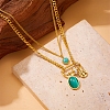 Retro Stainless Steel Double Layer Necklaces PW-WG35A2F-02-2