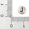 925 Sterling Silver Flat Round with Letter Beads STER-G044-01AS-J-3