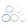5Pcs 5 Style Polymer Clay Heishi Surfer Stretch Bracelets Set BJEW-TA00353-1