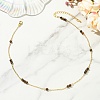 5MM Round Natural Mixed Stone Beads Brass Cable Chain Necklaces for Women NJEW-JN06378-3