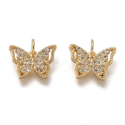 Brass Micro Pave Clear Cubic Zirconia Charms ZIRC-B002-47-1