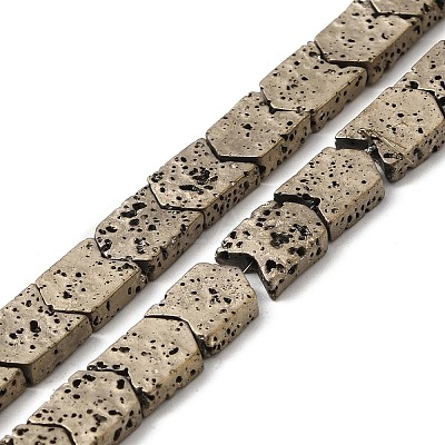 Electroplated Natural Lava Rock Beads Strands G-Q1009-D01-01-1