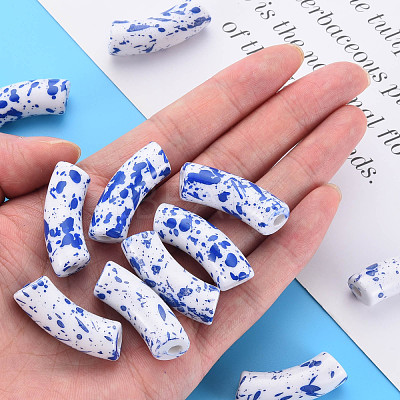 Opaque Spray Painted Acrylic Beads MACR-S372-001F-B05-1