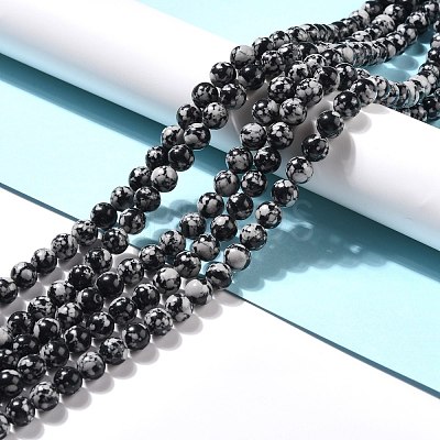 Synthetic Snowflake Obsidian Beads Strands G-E568-03A-1
