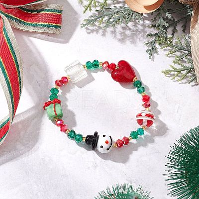 Christmas Electroplate Glass Beaded Stretch Bracelets BJEW-MZ00195-1