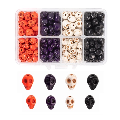 280Pcs 2 Sizes Dyed Synthetic Turquoise Beads G-LS0002-19-1