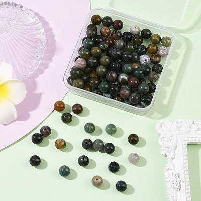 100Pcs Natural Indian Agate Beads G-SP0001-20C-1