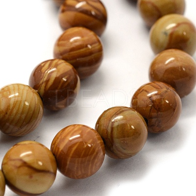 Natural Wood Lace Stone Wooden Jasper Beads Strands X-G-G763-05-8mm-1