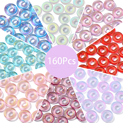 160Pcs 8 Colors Handmade Luminous & Gold Foil Lampwork Beads LAMP-CJ0001-38-1
