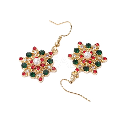 Christmas Alloy Rhinestone Dangle Earrings EJEW-JE06121-01-1