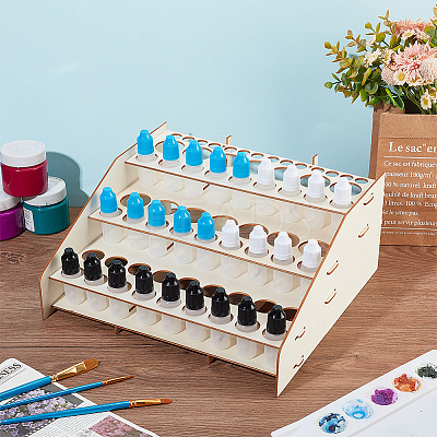 3-Layer Wooden Craft Paint & Brash Rack DIY-WH0401-04-1