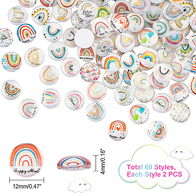 120Pcs Glass Cabochons GGLA-PH0001-25-1