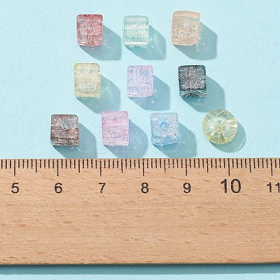 155Pcs 10 Style Transparent Crackle Glass Beads GLAA-FS0001-47-1