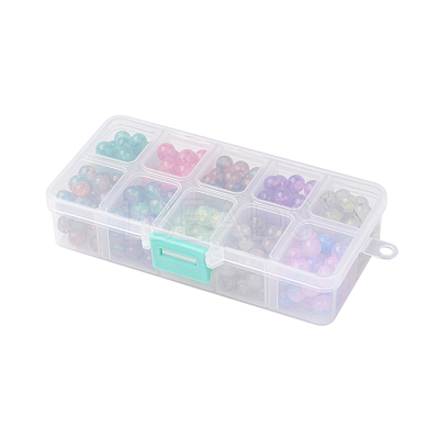 10 Colors Baking Paint Crackle Glass Beads DGLA-JP0001-08-B-1