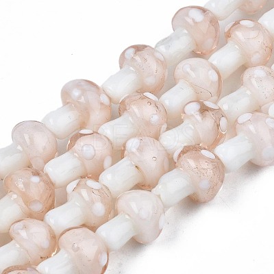 Mushroom Handmade Lampwork Beads Strands LAMP-R116-28-1