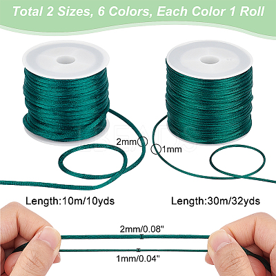 12 Rolls 12 Styles Nylon Satin Rattail Cords NWIR-HY0001-02A-1
