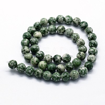 Natural Green Spot Jasper Beads Strands X-G-I199-30-12mm-1