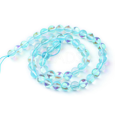 Synthetic Moonstone Beads Strands G-R375-6mm-B04-1