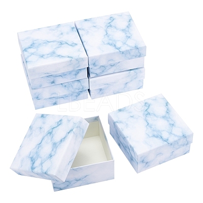 Marble Texture Pattern Paper Cardboard Jewelry Boxes CON-BC0001-18C-1