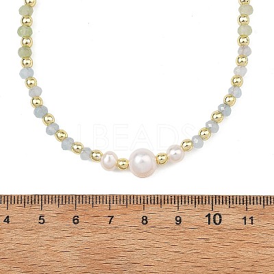 Gradient Color Gemstone & Natural Cultured Freshwater Pearl Beaded Necklaces NJEW-JN06316-1
