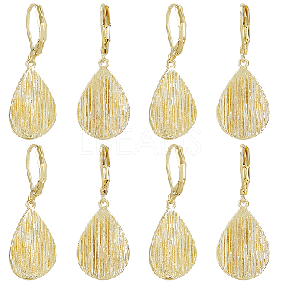 4 Pairs Teardrop Brass Leverback Earrings EJEW-HS0001-21G-1