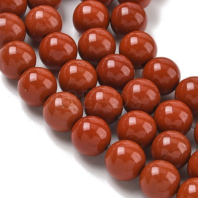 Grade A Natural Red Jasper Bead Strands X-G-P075-36-8mm-1