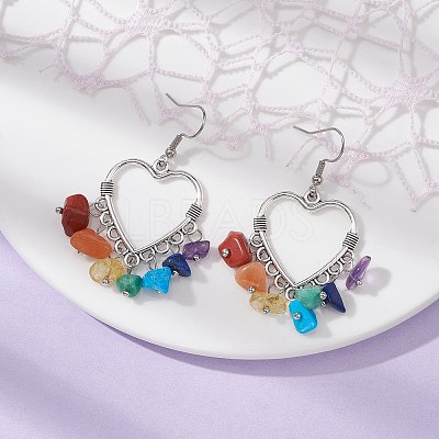 Natural Mixed Gemstone Chips Chandelier Earrings EJEW-JE05418-01-1
