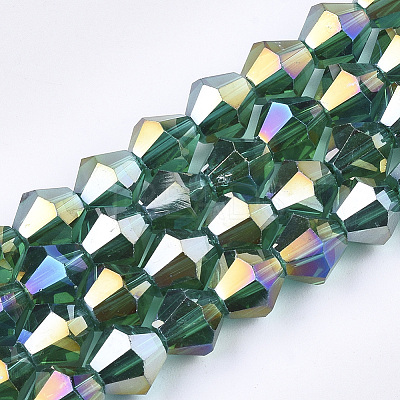 Electroplate Glass Beads Strands EGLA-Q118-6mm-B15-1