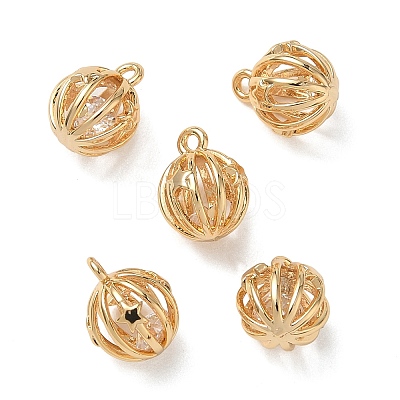 Brass Micro Pave Clear Cubic Zirconia Pendants KK-D261-01G-08-1