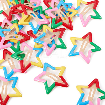 20Pcs Iron Enamel Snap Hair Clips for Girls PHAR-TADJ0001-09-1
