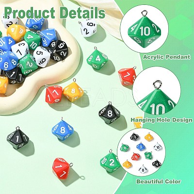 30Pcs 6 Colors Acrylic Pendants OACR-CJ0002-47-1