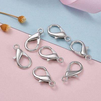 Platinum Plated Zinc Alloy Lobster Claw Clasps X-E107-1