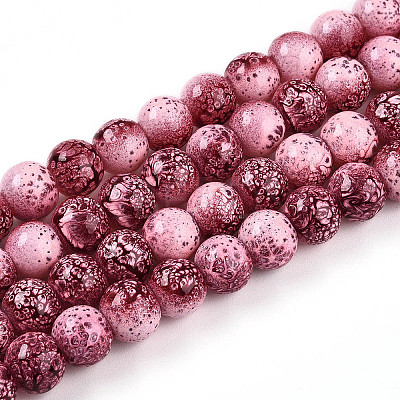 Transparent Baking Paint Glass Beads Strands X-DGLA-N009-8mm-03-1