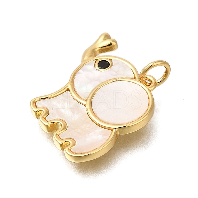 Rack Plating Brass Pave Natural Shell Pendants ZIRC-F142-07G-1