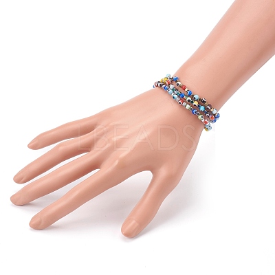Colorful Evil Eye Lampwork Stretch Beaded Bracelets Sets BJEW-JB05931-1