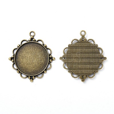 Vintage Tibetan Style Alloy Pendant Cabochon Settings TIBEP-M018-92AB-NF-1