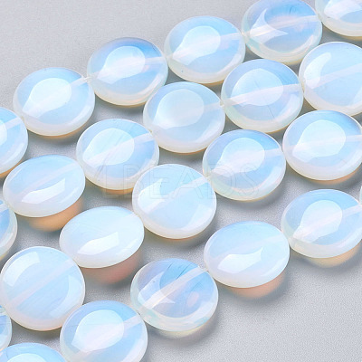 Flat Round Opalite Beads Strands G-S110-25-1