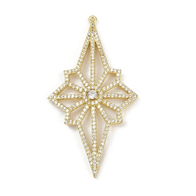 Brass Micro Pave Cubic Zirconia Pendants KK-M322-46G-1
