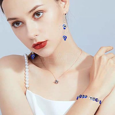 2 Strands Handmade Evil Eye Lampwork Beads Strands LAMP-FH0001-08B-1