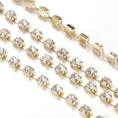 Brass Rhinestone Strass Chains CHC-T002-SS18-01C-1
