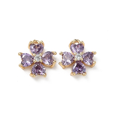 Valentine's Day Brass Micro Pave Cubic Zirconia Charms KK-P355-10G-1