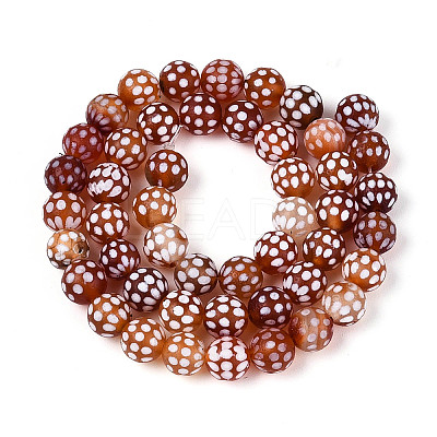 Tibetan Style Natural Agate dZi Beads Strands G-T144-36A-02-1