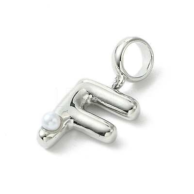 Rack Plating Brass with ABS Plastic Pearl European Dangle Charms KK-G501-02F-P-1